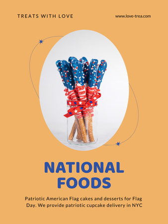 Festive Treats For USA Independence Day With Delivery Poster US Design Template