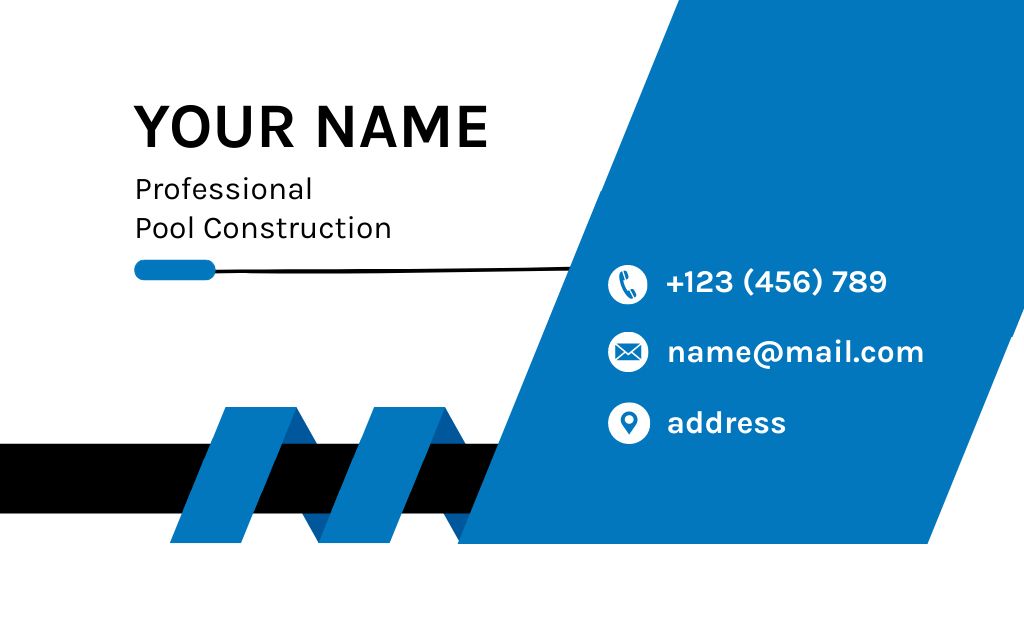 Advanced Pool Installation Services Business Card 91x55mm Design Template