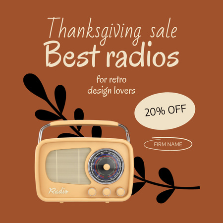 Ontwerpsjabloon van Instagram van Radio-uitverkoop op Thanksgiving