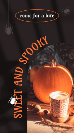 Halloween Celebration with Pumpkin and Cup Instagram Story Modelo de Design