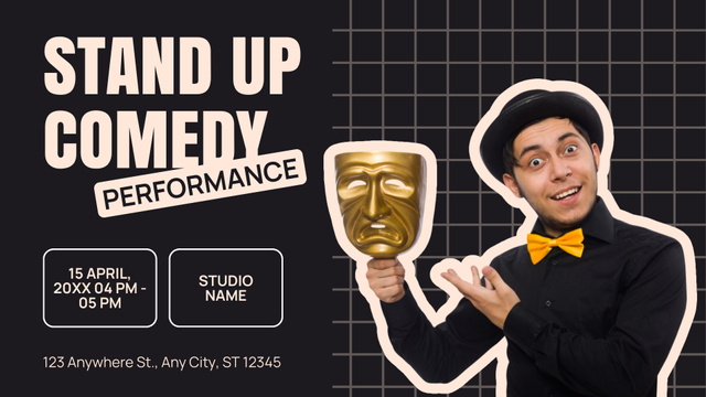 Stand-up Comedy Performance Announcement FB event cover Modelo de Design