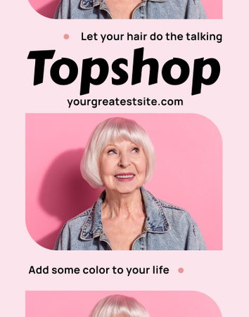 Plantilla de diseño de Haircuts Offer with Senior Woman in Pink Poster 22x28in 