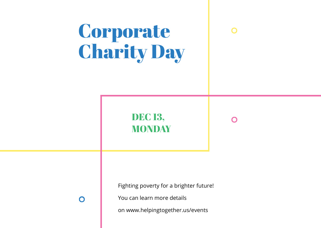 Plantilla de diseño de Corporate Charity Day Announcement with Simple Lines Postcard 