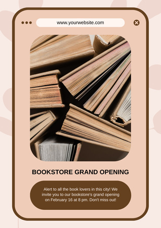 Bookstore Grand Opening Announcement Poster Design Template