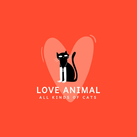 Red Pet Shop Emblem Logo Design Template