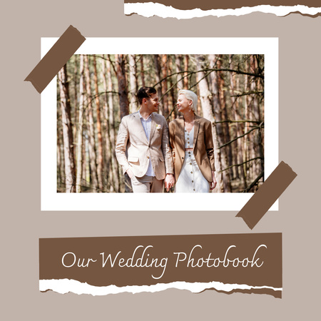 Plantilla de diseño de Fotos de boda increíble en el bosque Photo Book 