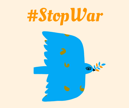 Call to Stop War in Ukraine With Dove And Twig Facebook tervezősablon