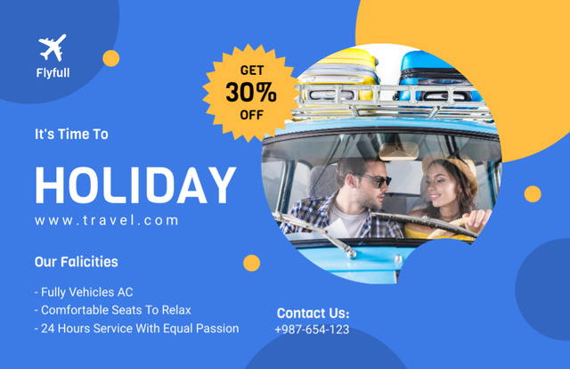 Offer of Discount with Young Couple Traveling Flyer 5.5x8.5in Horizontal Design Template