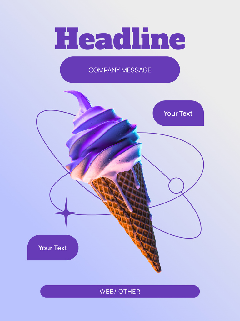 Plantilla de diseño de Bright Advertising Ice Cream Cone Poster US 