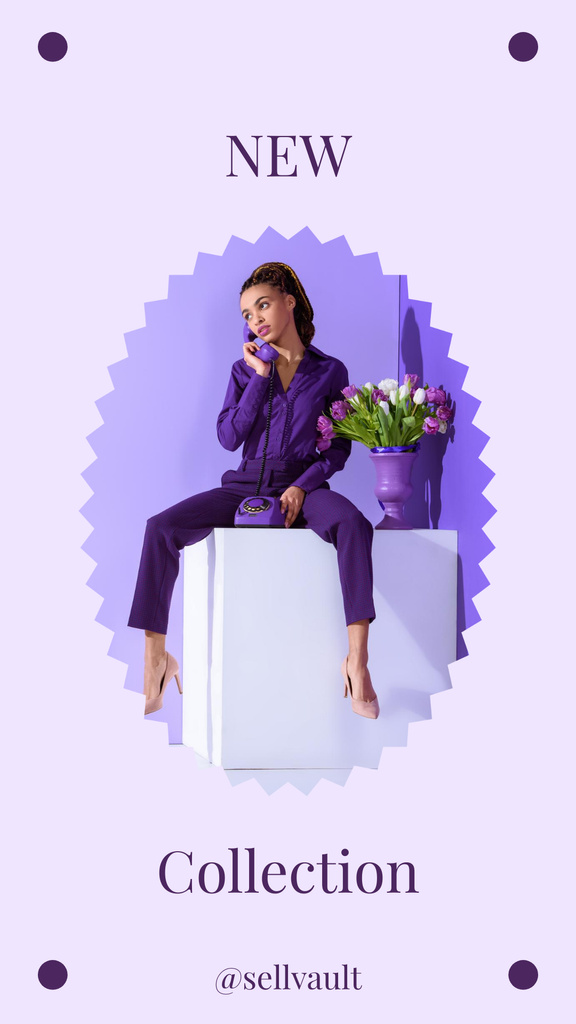 Plantilla de diseño de Bright Purple Costume Collection Promotion Instagram Story 