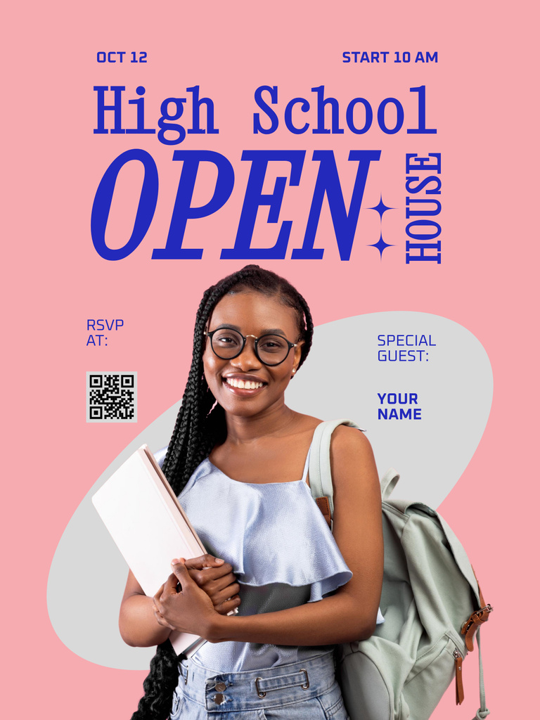 School Acceptance Ad with African American Girl Poster 36x48in Šablona návrhu