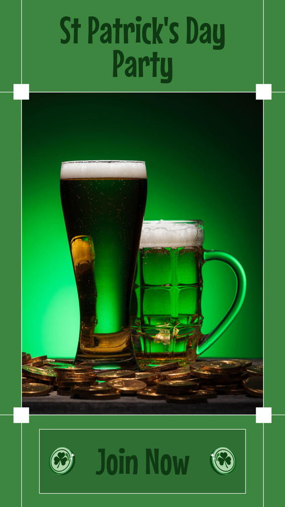 St. Patrick's Day Beer Party Announcement Instagram Story Design Template