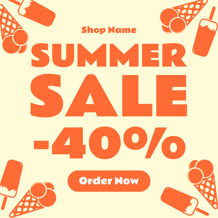 Simple Orange Ad of Summer Special Sale Instagram Design Template