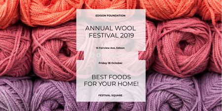 Knitting Festival Invitation with Wool Yarn Skeins Twitter Tasarım Şablonu
