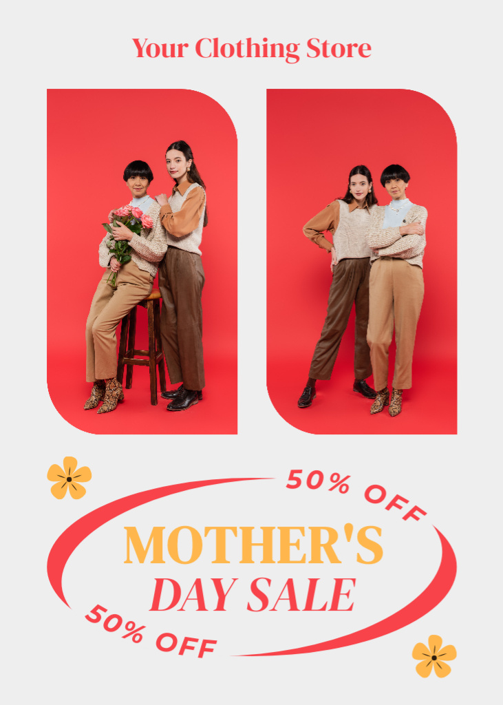 Designvorlage Mother's Day Discount with Fashionable Mother And Daughter für Flayer