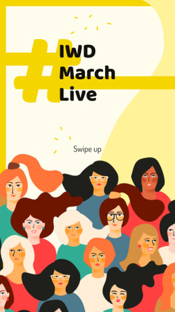 Diverse women portraits for 8 March Instagram Story Design Template