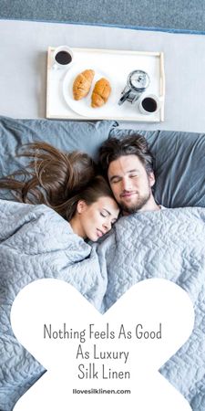 Ontwerpsjabloon van Graphic van Bed Linen ad with Couple sleeping in bed