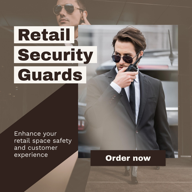 Security Guards for Business Facilities LinkedIn post Design Template