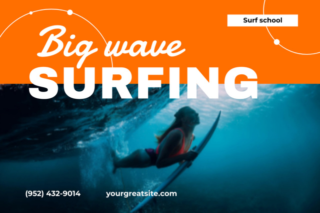 Classes in Surf School Ad Postcard 4x6in – шаблон для дизайна