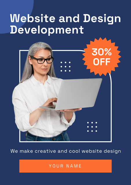 Ad of Website and Design Development Course Poster Modelo de Design