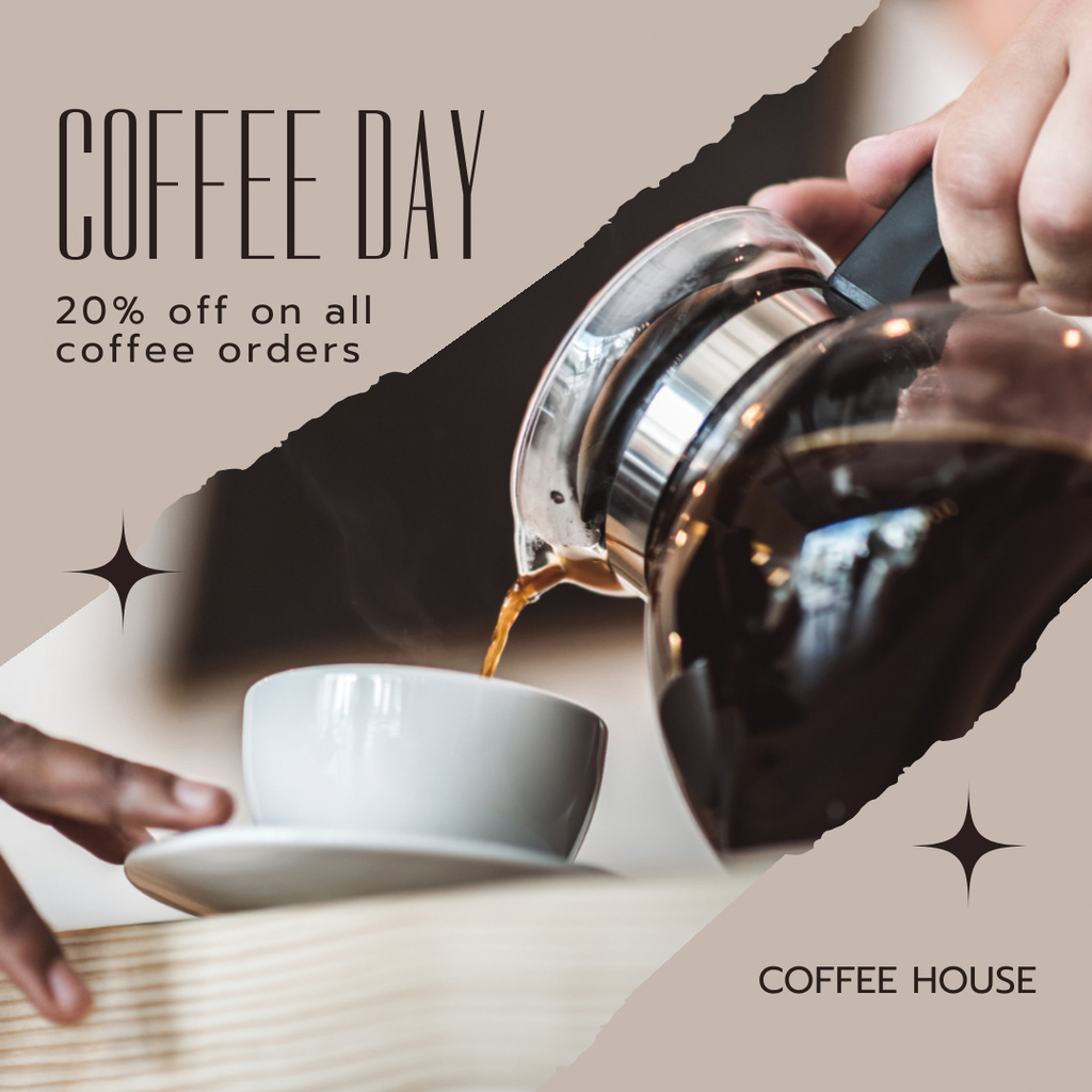 Modèle de visuel Pouring Hot Coffee From Kettle into Cup - Instagram