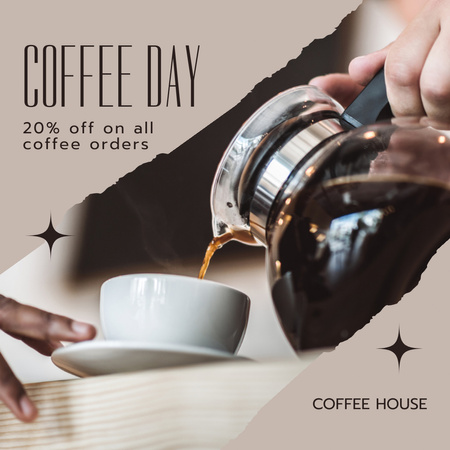 Designvorlage Pouring Hot Coffee From Kettle into Cup für Instagram