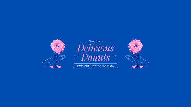 Delicious Doughnuts Ad in Blue Youtube Design Template