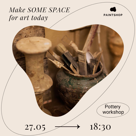 Pottery Workshop Announcement Instagram ADデザインテンプレート