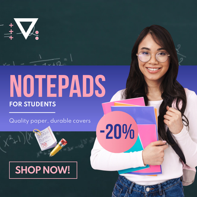 Plantilla de diseño de Durable Notepads For Students With Discount Animated Post 