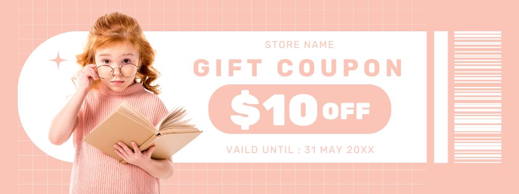 Gift Voucher of Book Store Coupon Πρότυπο σχεδίασης