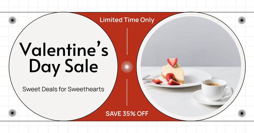 Ontwerpsjabloon van Facebook AD van Dessert And Coffee At Discounted Rates Due Valentine's Day
