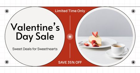 Designvorlage Dessert und Kaffee zu ermäßigten Preisen zum Valentinstag für Facebook AD