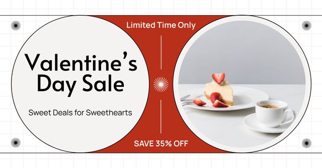 Dessert And Coffee At Discounted Rates Due Valentine's Day Facebook ADデザインテンプレート