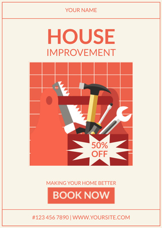 House Improvement Services Retro Illustrated Flayer Design Template