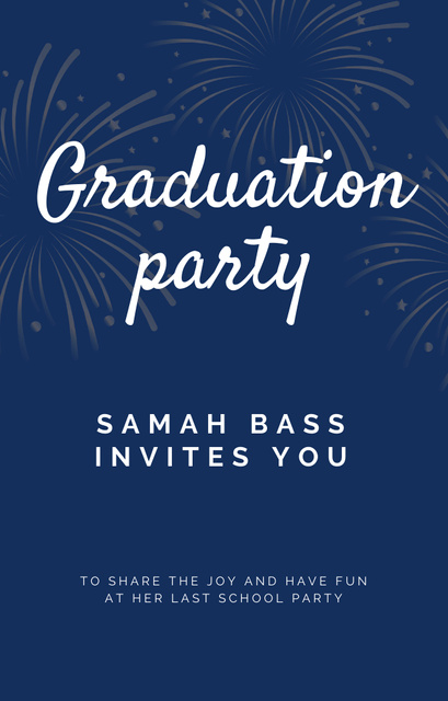 Template di design Graduation Party With Fireworks Invitation 4.6x7.2in