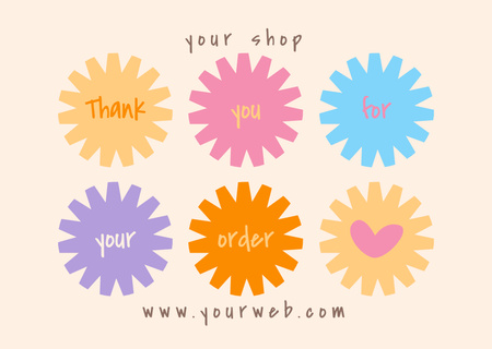 Köszönjük rendelési üzenetét színes kerek formákkal Card tervezősablon