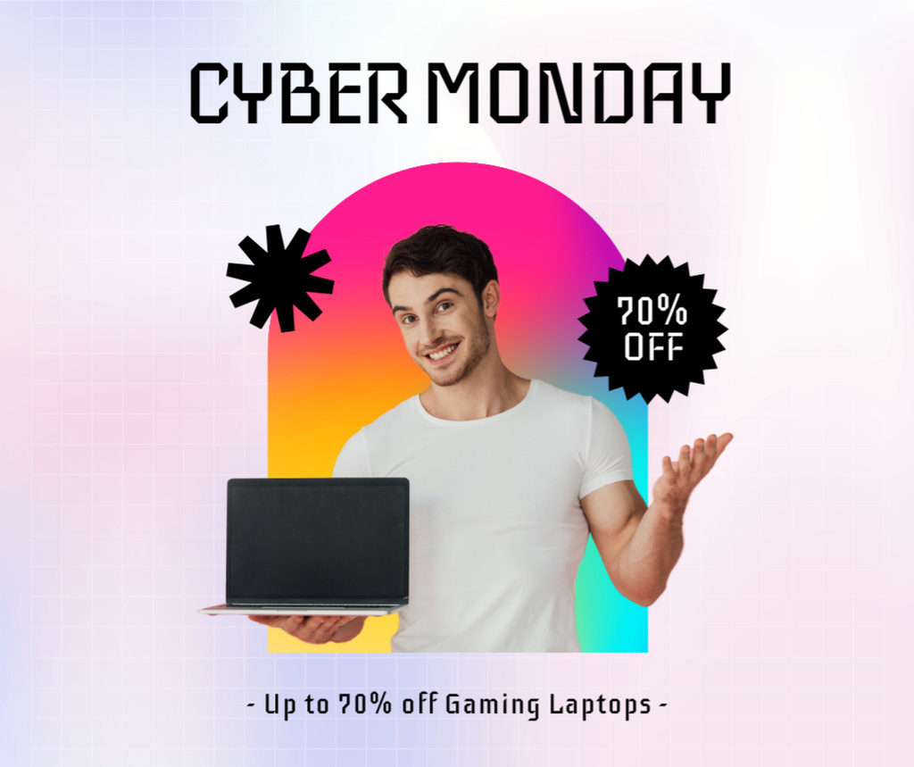 Cyber Monday DIscounts on Computers Facebook Design Template