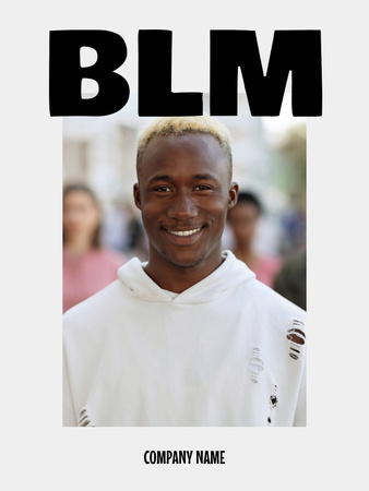 Genç Siyah Adamla Irkçılığa Karşı Protesto Poster US Tasarım Şablonu