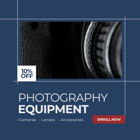 High Quality Photography Equipment With Discount Animated Post Design Template