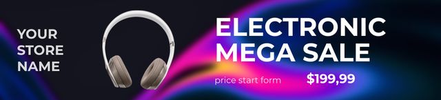 Designvorlage Sale of Wireless Headphones für Ebay Store Billboard