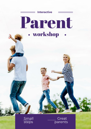 Parents with Kids having fun outdoors Flyer A7 Design Template
