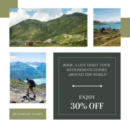 Video Tours Booking Offer with Remote Guide Instagram Design Template