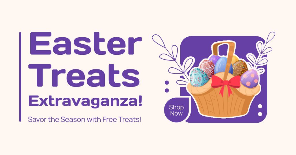 Easter Treats Promo with Full Basket Facebook AD Design Template
