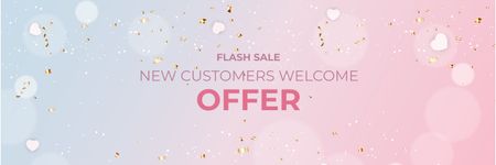 Designvorlage Discount offer on pink and glitter für Twitter