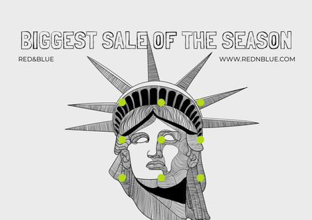 Biggest Sale Ad with Statue of Liberty Flyer A5 Horizontal Design Template