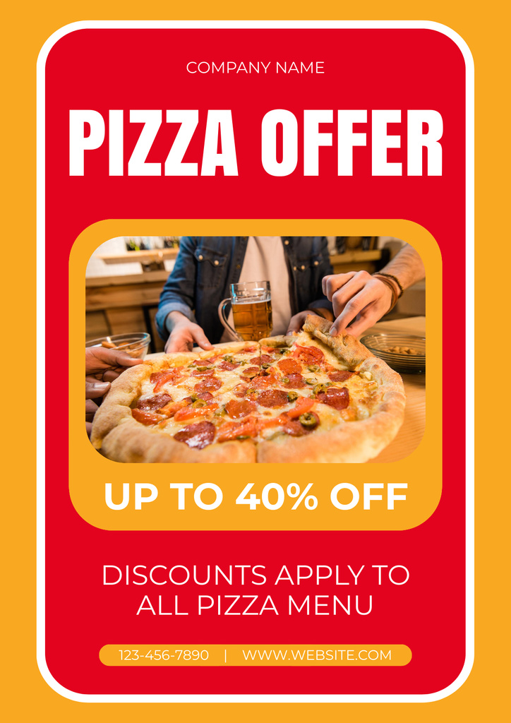 Offer Discount on All Pizza in Menu Poster Šablona návrhu