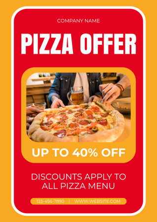 Designvorlage Offer Discount on All Pizza in Menu für Poster