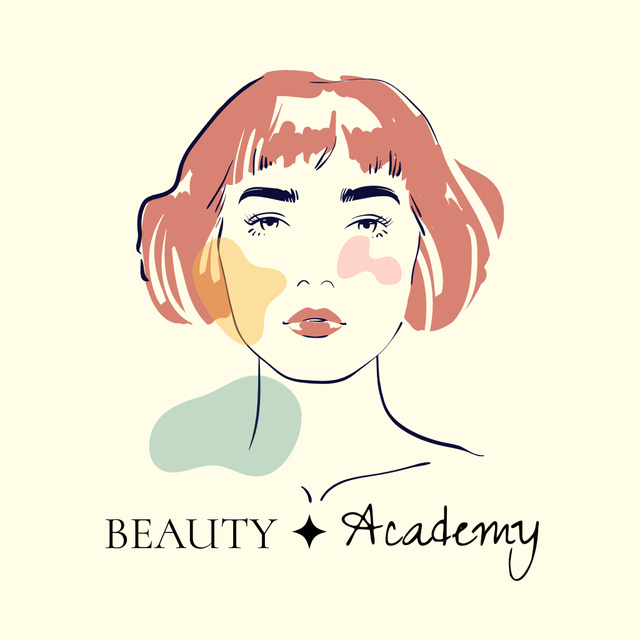 Plantilla de diseño de Beauty Academy With Portrait In Yellow Animated Logo 