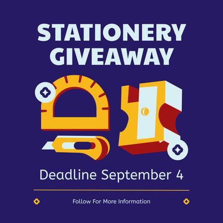 Stationery Shop Giveaway With Deadline Date Instagram Design Template