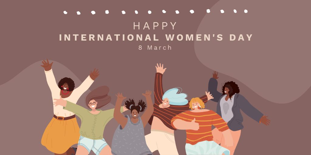 Happy Women celebrating International Women's Day Twitter Design Template